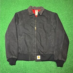Vintage Carhartt Santa Fe J13 BLK Red Lined Insulated XL Black Work Wear Jacket